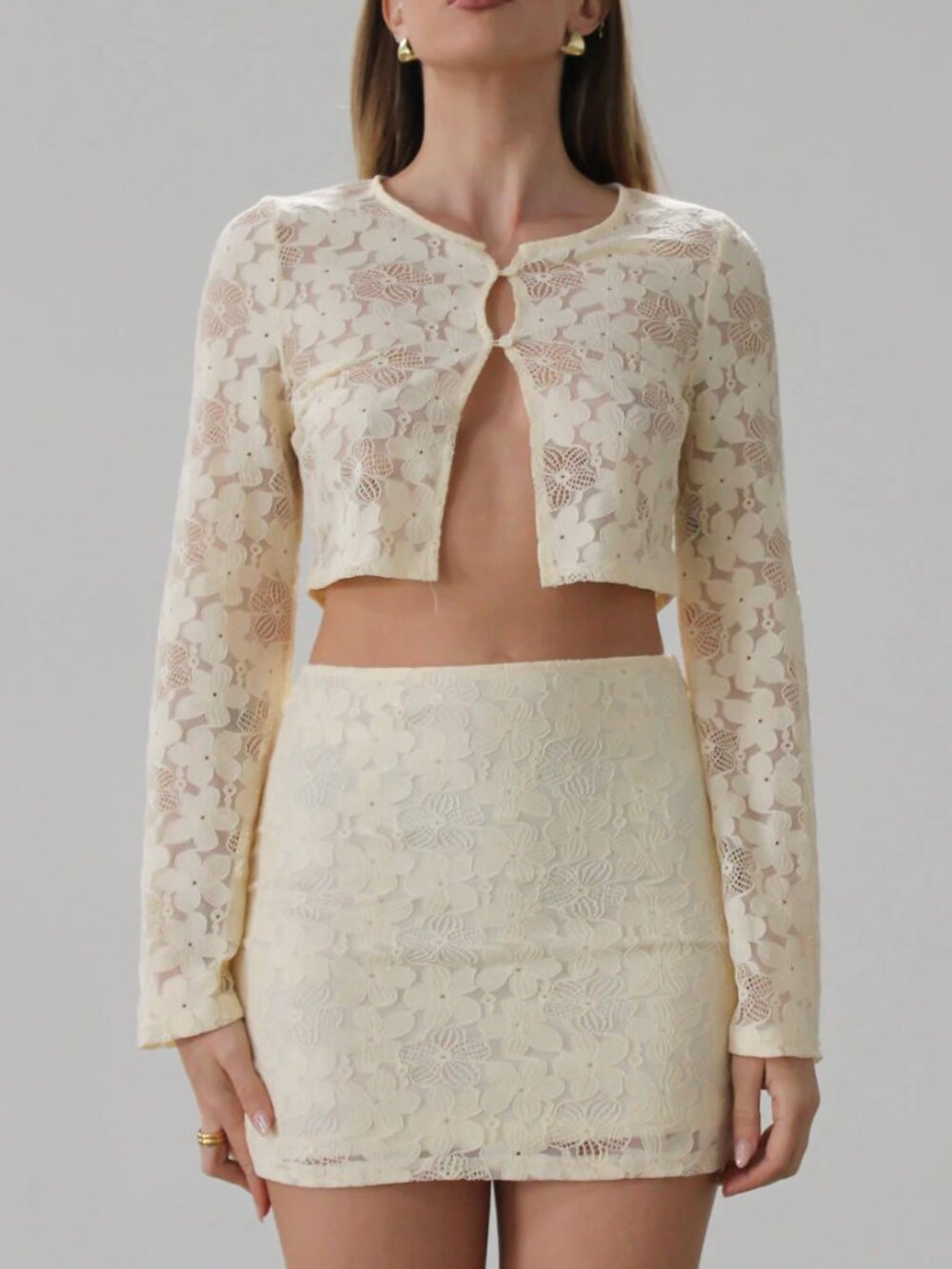 Lace Crochet Top & Skirt Set - Small